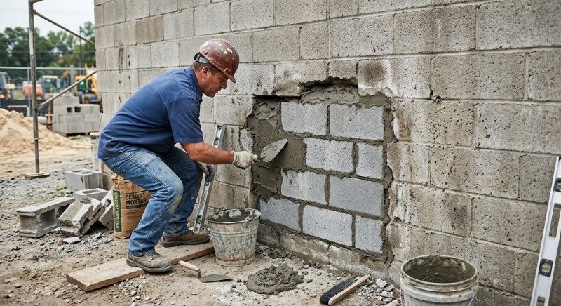 Cinder Block Wall Repair in Buford, GA