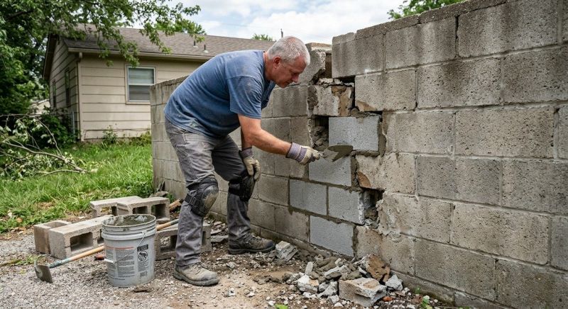 Cinder Block Wall Repair in Duluth, GA