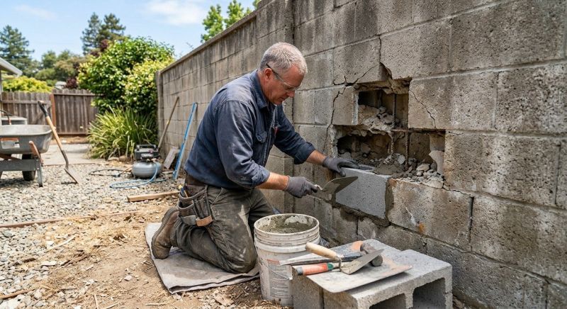 Cinder Block Wall Repair in Duluth, GA