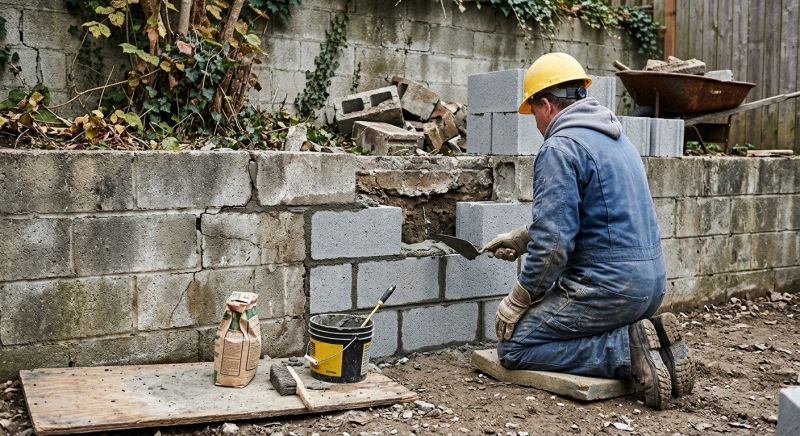 Concrete Block Wall Repair in Suwanee, GA