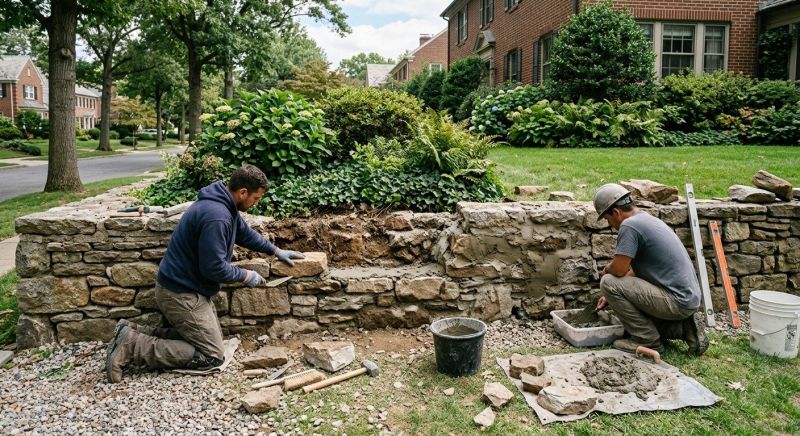 Stone Wall Repair in Lilburn, GA
